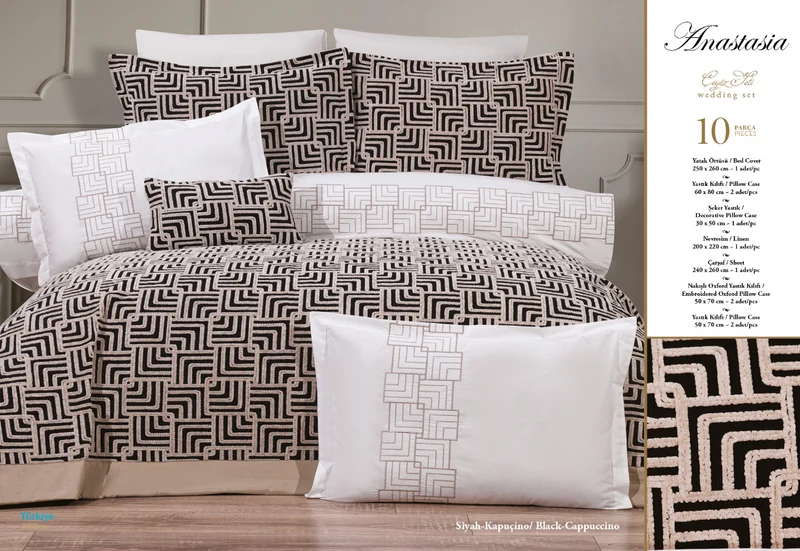 Bella Home Anastasia Spreiset 10 delig Black - Cappuccino
