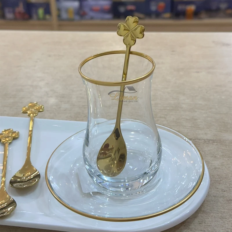Collectie Theelepel Klaver Goud 6 Delig