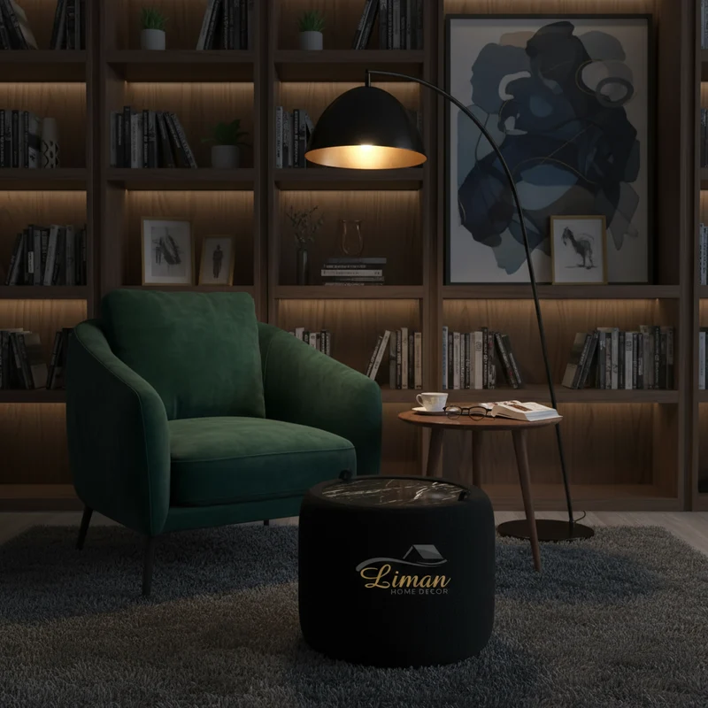LUXE TEDY POEF MET OPBERGRUIMTE EN BIJZETTAFEL