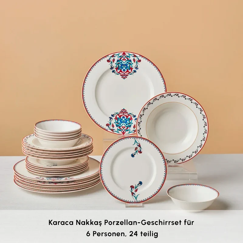 Karaca Nakkaş porseleinen servies voor 6 personen, 24-delig