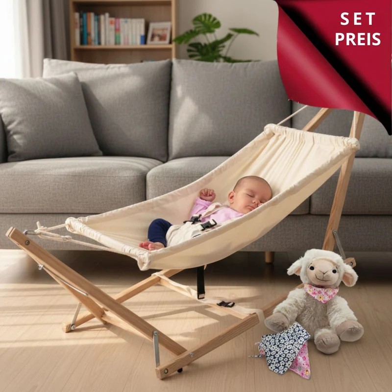 Baby Wohlfühl-Set 'Schlummerglück & Zirbenzauber | Babyhängematte | Stofftier Flora | Tüv-geprüft | Made in Austria