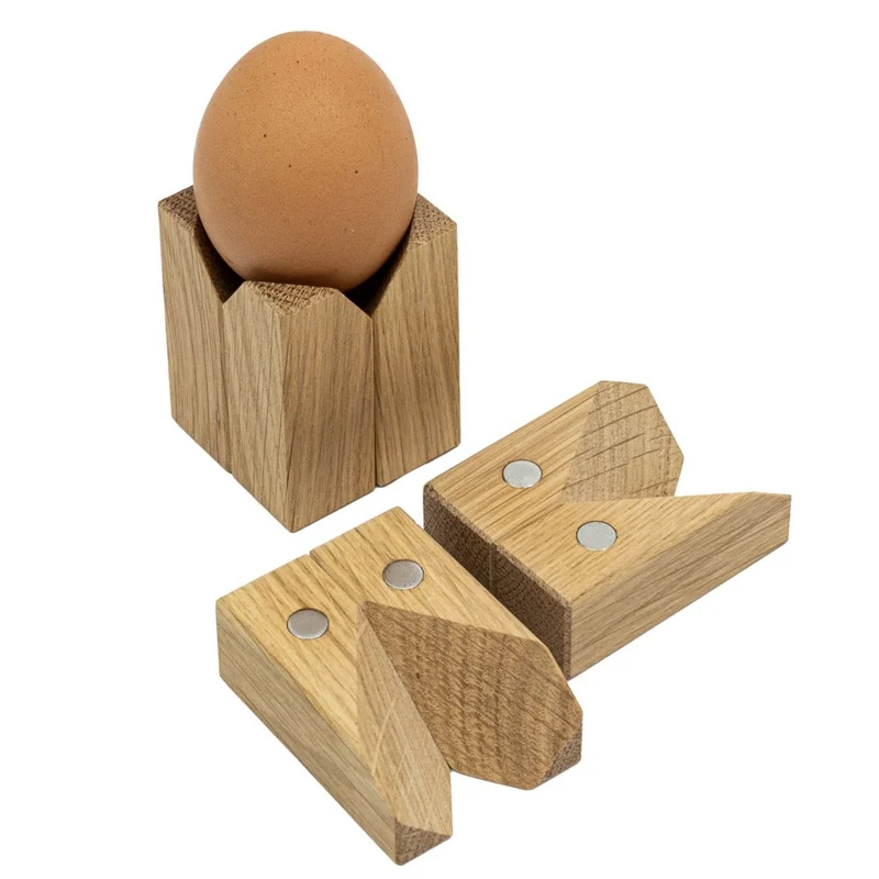 Eierbecher | 2er-Set | Eiche, Magnet | B 4,4 x T 4,4 x H 6 cm | Made in Germany