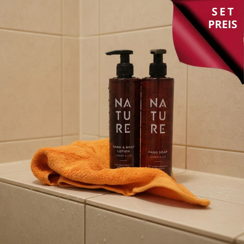 Frische-Kick-Spa-Set 'Lemon Balm' | Handseife | Hand & Body Lotion | 300 ml | Gästetuch