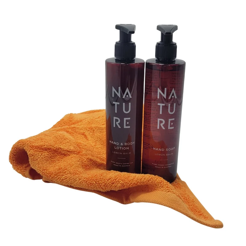 Frische-Kick-Spa-Set 'Lemon Balm' | Handseife | Hand & Body Lotion | 300 ml | Gästetuch