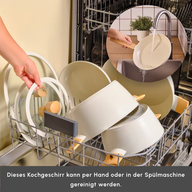 Karaca Swiss Crystal Almond Cream Inductie-Gebaseerde 7-Delige Pannen Set - Antikleef - PFAS Vrij