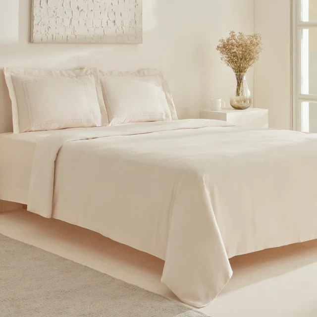 Karaca Home White Collection Felves 100% Katoen Tweepersoons Dekbed Set Beige