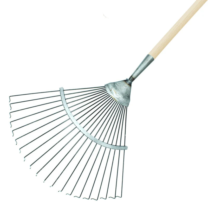 Rasen- und Laubrechen 'Krafts' | handgeschmiedetes Stahl | 20 Zinken | Eschenholzstiel ergonomisch 150 cm | plastikfrei | Handarbeit aus Deutschland