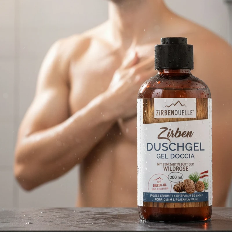 Zirben-Duschgel | 250ml | Zirben-Öl und Wildrose | PET-Flasche | Made in Austria