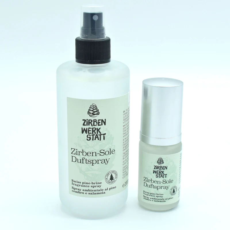 Zirben-Sole-Spray 100 % naturrein in edler Glasflasche - Handarbeit aus Österreich