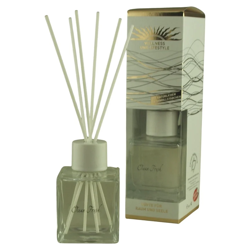 Raumduft 'De Luxe' | 4eck-Glasdiffuser | Baumwollstäbchen | 180 ml