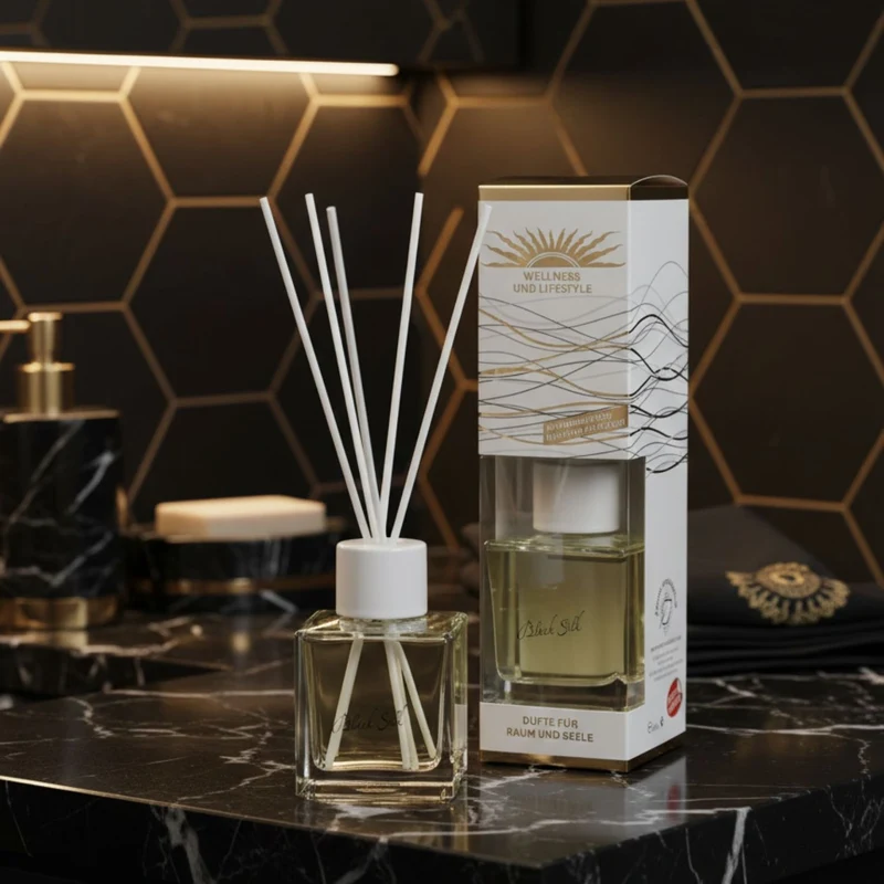 Raumduft 'De Luxe' | 4eck-Glasdiffuser | Baumwollstäbchen | 180 ml