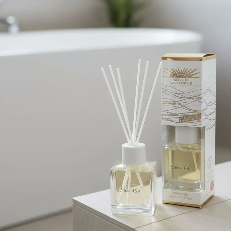 Raumduft 'De Luxe' | 4eck-Glasdiffuser | Baumwollstäbchen | 180 ml