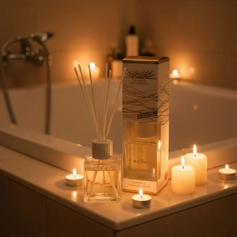 Raumduft 'De Luxe' | 4eck-Glasdiffuser | Baumwollstäbchen | 180 ml