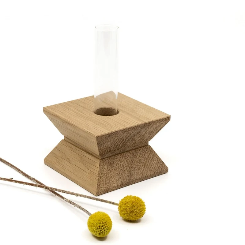 Kerzenhalter & Blumenvase 'Josef' | Eiche | B 7,9 x T 7,9 x H 5,4 cm | Made in Germany