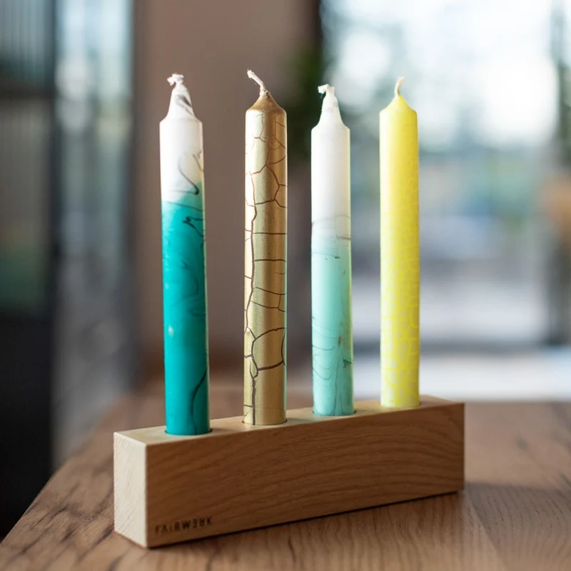 Holzvase und Kerzenständer | Eiche und Reagenzgläser | B 20 x T 3,5 x H 11 cm | Made in Germany
