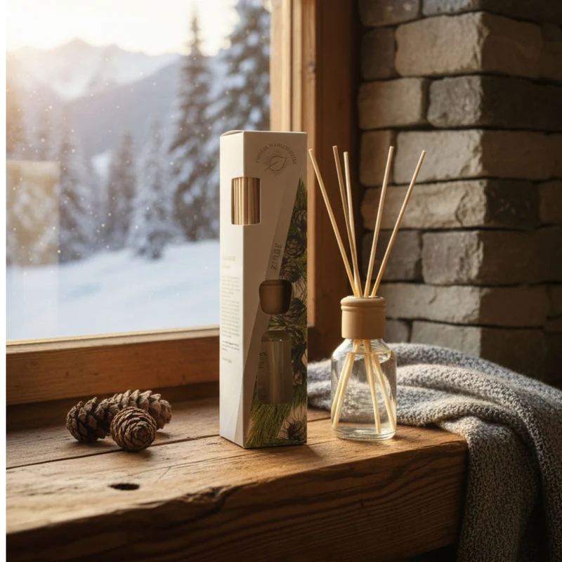 Raumduft 'Homestyle' | Glasdiffuser mit Holzkopf | naturbelassene Holzstäbchen |100 ml