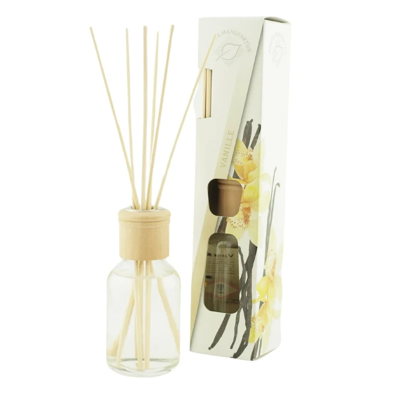 Raumduft 'Homestyle' | Glasdiffuser mit Holzkopf | naturbelassene Holzstäbchen |100 ml