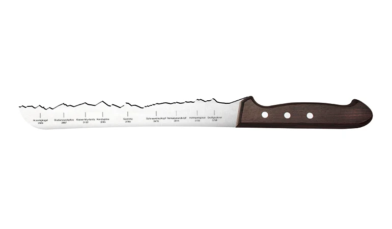 Brotmesser 'Großglockner' | mit Panoramaschliff | handgemacht | aus Rockwell-Stahl mit Griff aus Palisanderholz | Made in Schwitzerland