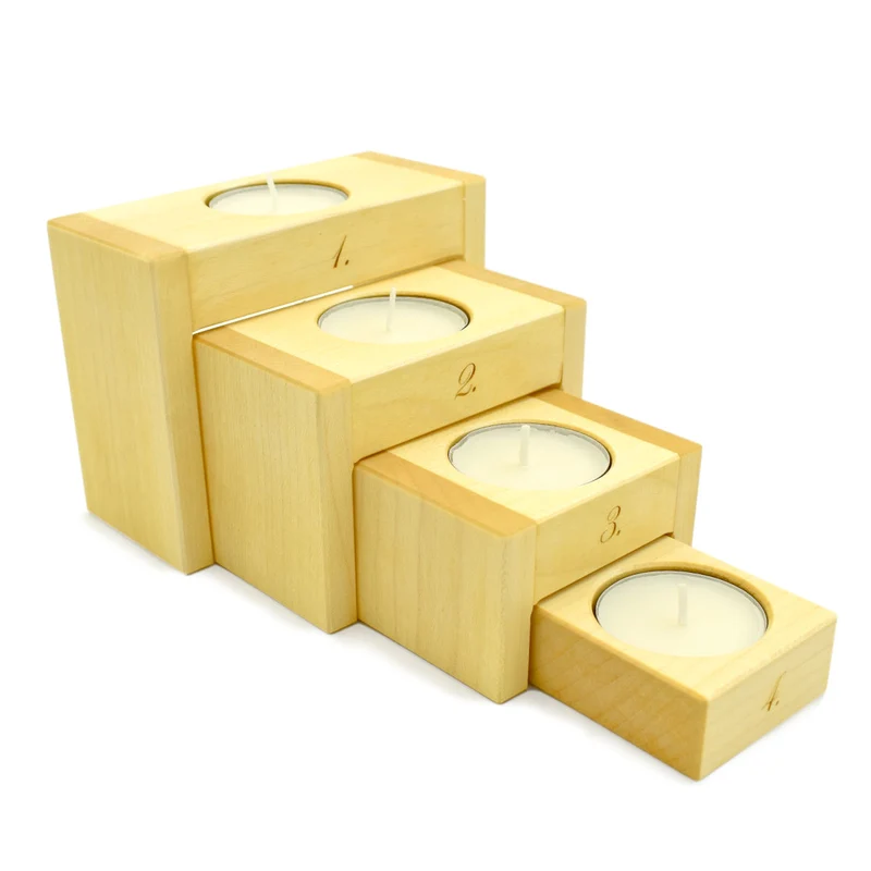 Adventsleuchter 'Four Steps' | Ahorn oder Nussholz | 11,5 x 5,5 x 9 cm | Made in Germany