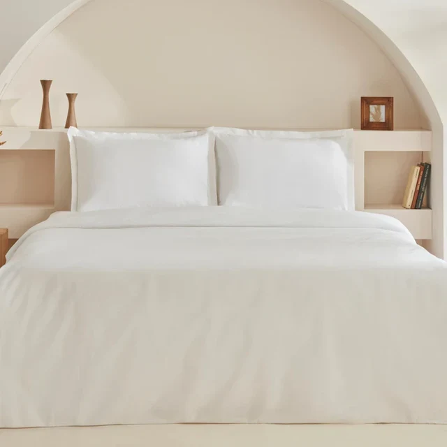 Karaca Home White Collection Lavin 100% Katoen Tweepersoons Dekbedovertrek Set Wit