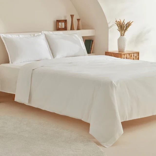 Karaca Home White Collection Lavin 100% Katoen Tweepersoons Dekbedovertrek Set Wit
