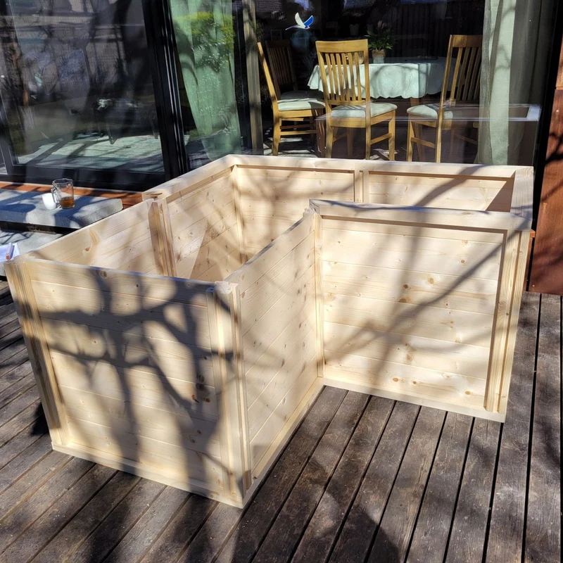 Baukastenbeet 'Modul M3' | Eckmodul | B 153 x T 153 x H 80 cm | Fichte | inkl. Noppenfolie + Wühlmausgitter | Made in Austria