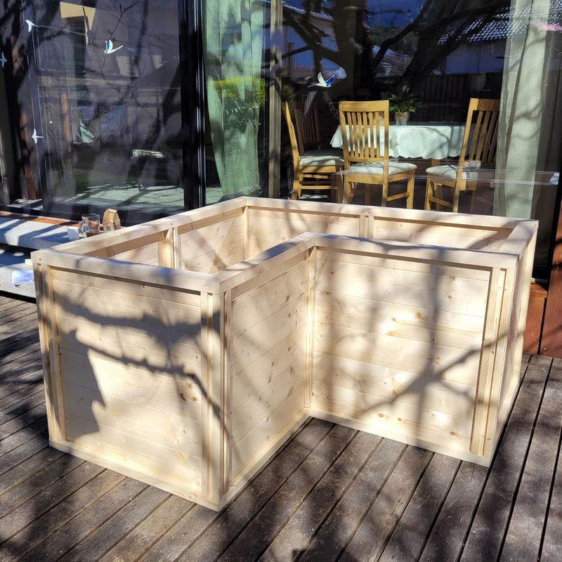 Baukastenbeet 'Modul M3' | Eckmodul | B 153 x T 153 x H 80 cm | Fichte | inkl. Noppenfolie + Wühlmausgitter | Made in Austria