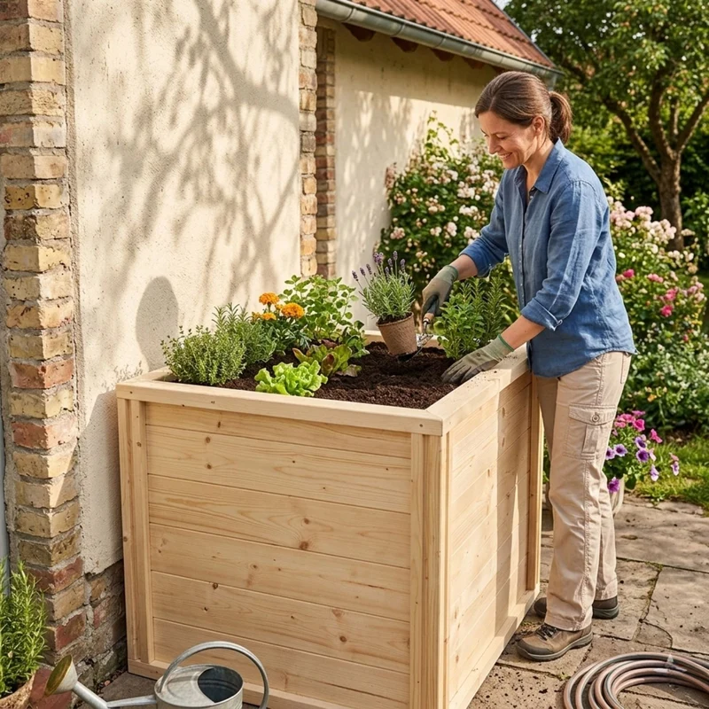 Baukastenbeet 'Modul M1' | Grundmodul | B 80 x T 80 x H 80 cm | Fichte | inkl. Noppenfolie + Wühlmausgitter | Made in Austria