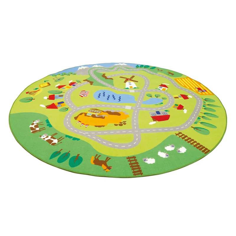 Teppich 'Stadt-Land-Fluss' | Durchmesser 3 m) | für Kinderzimmer und Kita | 100% Polyamid und Filz | Made in Germany
