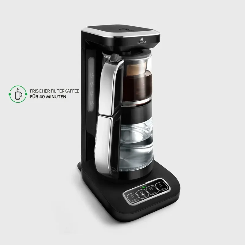 Karaca Çaysever Robotea Pro 4 in 1 automatische glas thee Machine Zwart Chroom