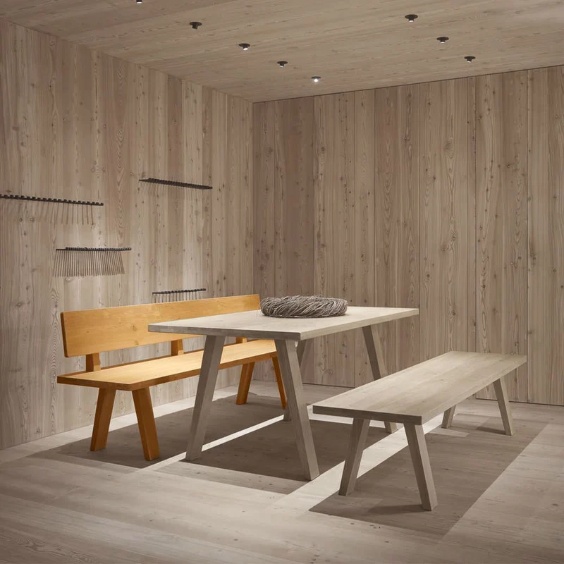 Schlichte Massivholzbank mit Lehne 'Simple' | L 100 oder 200 x T 53 x H 84 cm | in verschiedenen Holzarten | stabile Handarbeit aus Südtirol