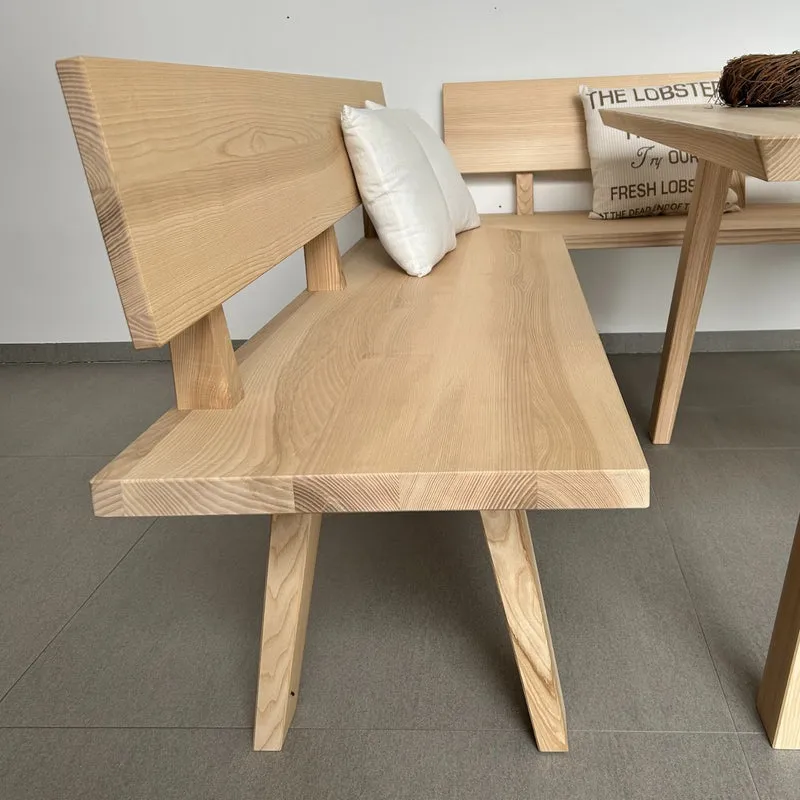 Schlichte Massivholzbank mit Lehne 'Simple' | L 100 oder 200 x T 53 x H 84 cm | in verschiedenen Holzarten | stabile Handarbeit aus Südtirol