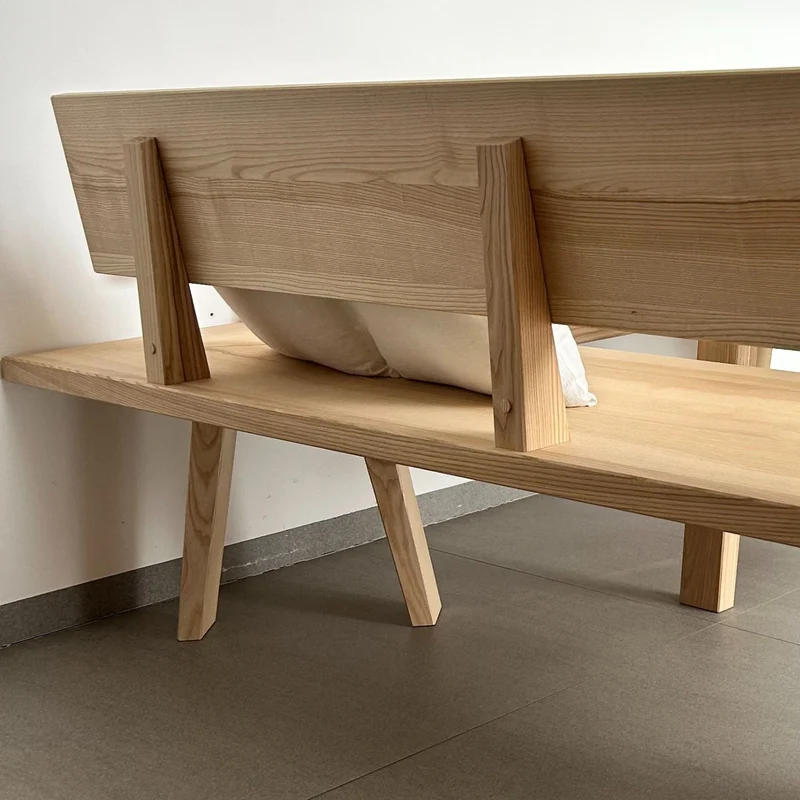 Schlichte Massivholzbank mit Lehne 'Simple' | L 100 oder 200 x T 53 x H 84 cm | in verschiedenen Holzarten | stabile Handarbeit aus Südtirol