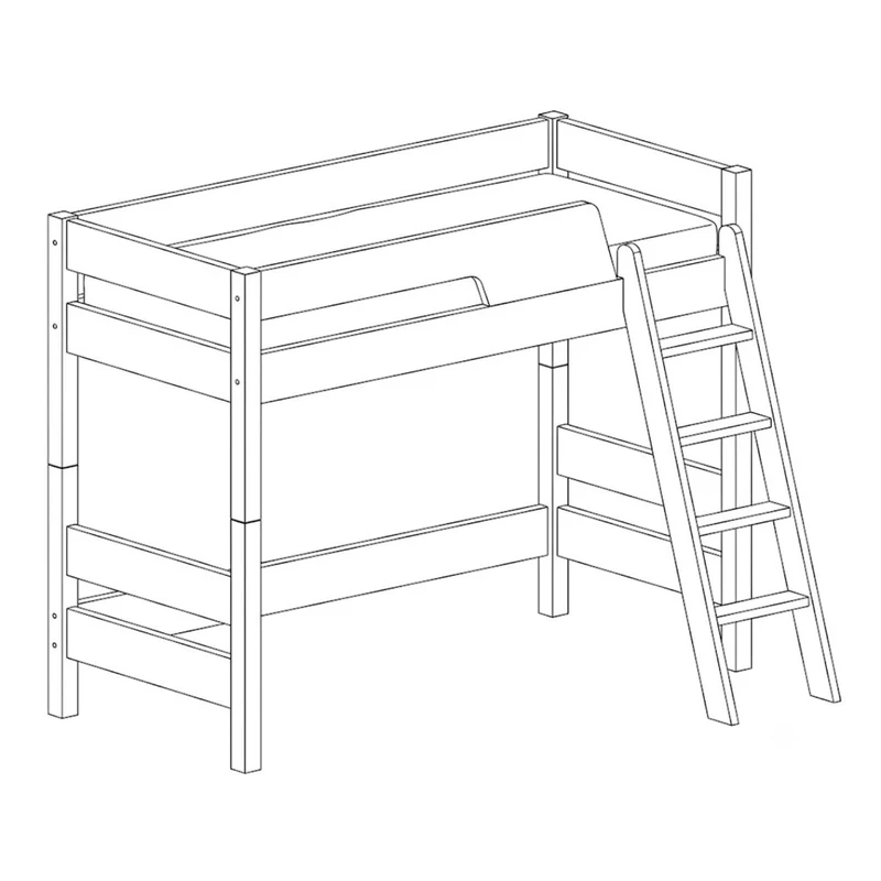 Kinder Hochbett 'Time4Dreams' | B 90 x L 200 cm | Fichte oder Zirbe natur mit Wasserlack behandelt | Made in Südtirol