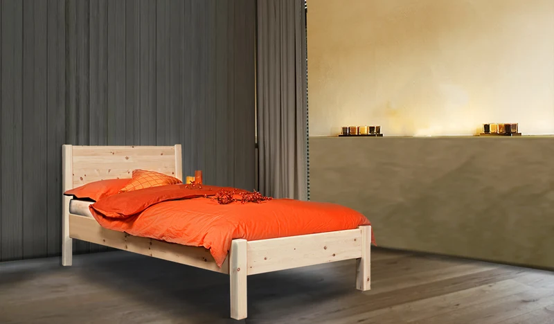 Klassisches Einzelbett 'Dream Base' mit Rückenlehne | B 90 x L 200 cm | verschiedene Holzarten | Made in Südtirol