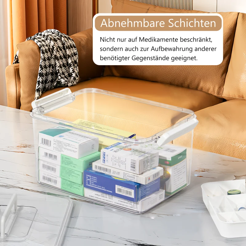Medikamenten Aufbewahrung, Medizinbox, Hausapotheke Box, Apothekenbox, Medizinkoffer Groß 33cm