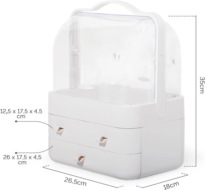 Kosmetik Organizer, Make Up Aufbewahrungsbox, Schminktisch Zubehör, Schmink Skincare Cosmetic Aufbewahrung (Weiß)