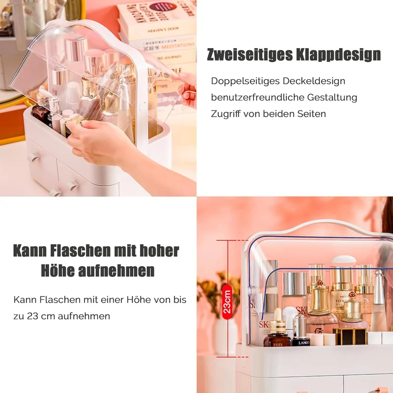 Kosmetik Organizer, Make Up Aufbewahrungsbox, Schminktisch Zubehör, Schmink Skincare Cosmetic Aufbewahrung (Weiß)