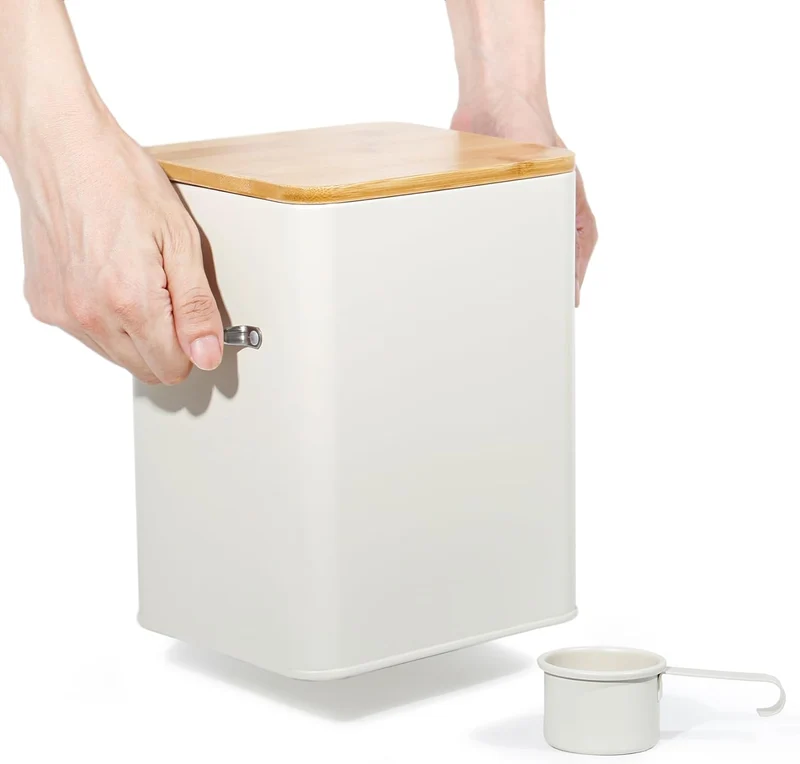 Waschmittel Aufbewahrung 6.5L, Metall Waschpulver Box, Aufbewahrungsbox für Hundefutter, Katzenfutter, Kaffeebohnen