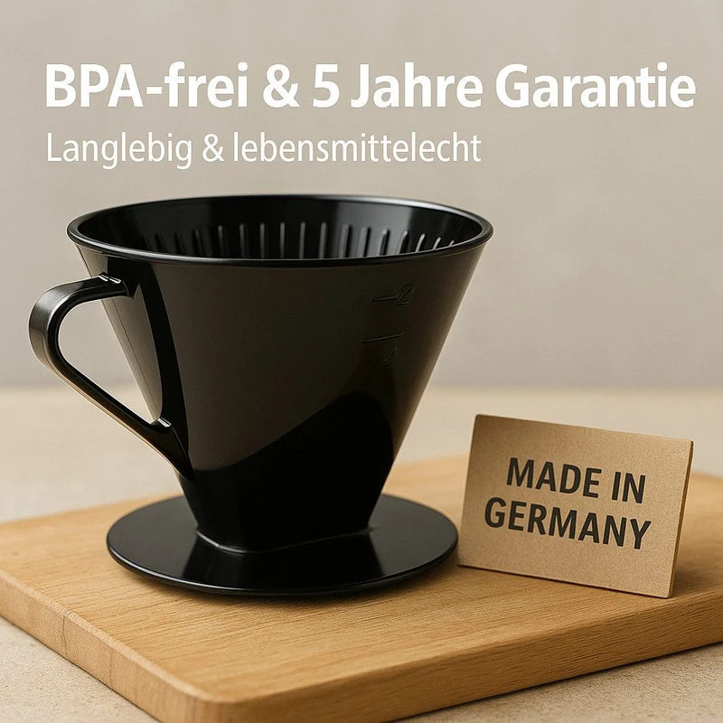 Thiru Kaffeefilterhalter– Handfilter für Papierfilter Größe 4, für Tassen & Kannen