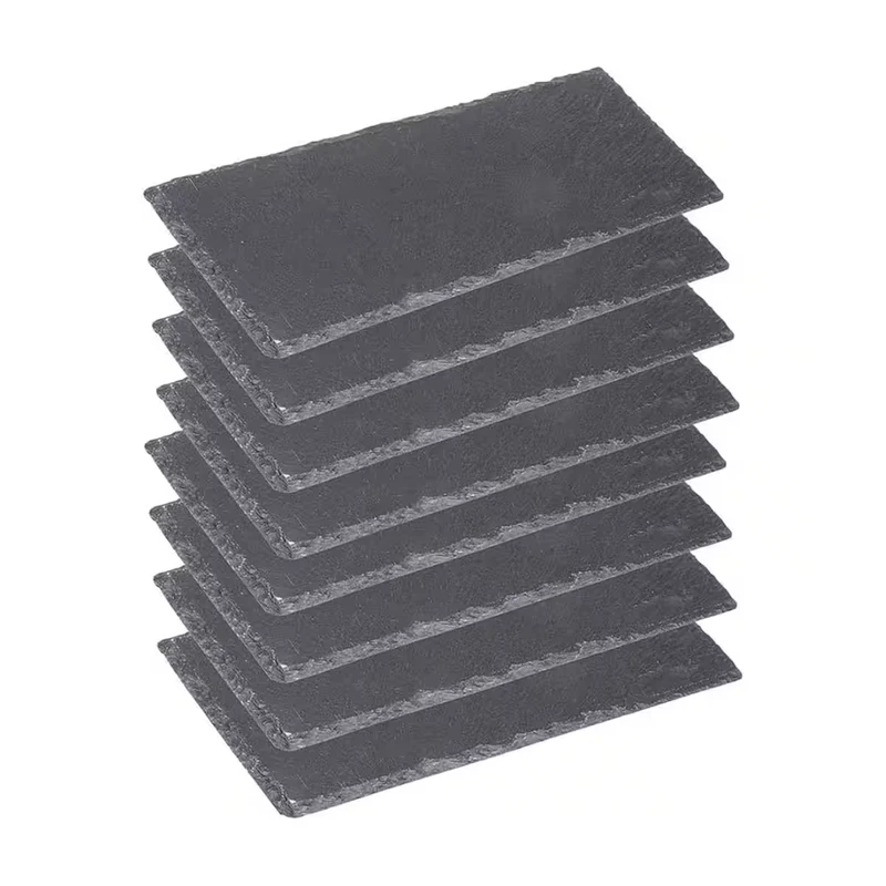 Thiru Premium Schieferplatten - zum Servieren & Beschriften - Ideal als Buffet oder Käseplatte - inkl. Ersatz Gummi Füße