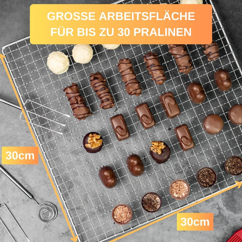 Thiru Pralinen-Set Basic 5-teilig – Abtropfgitter, Tauchgabeln & Formen für DIY-Pralinen
