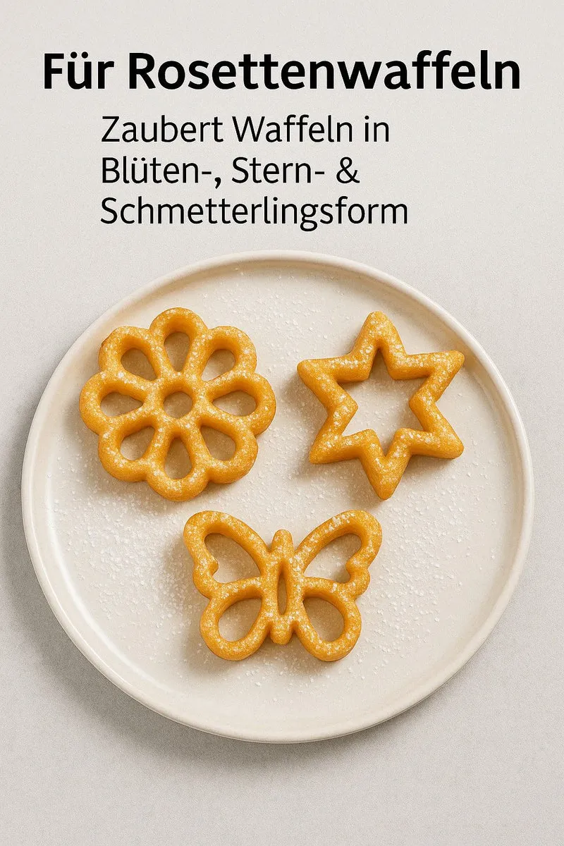 Thiru Ausstechform-Set Waffelbäckerei – 3 Motive für Rosettenwaffeln – inkl. Rezeptheft – Kreatives Backen zuhause