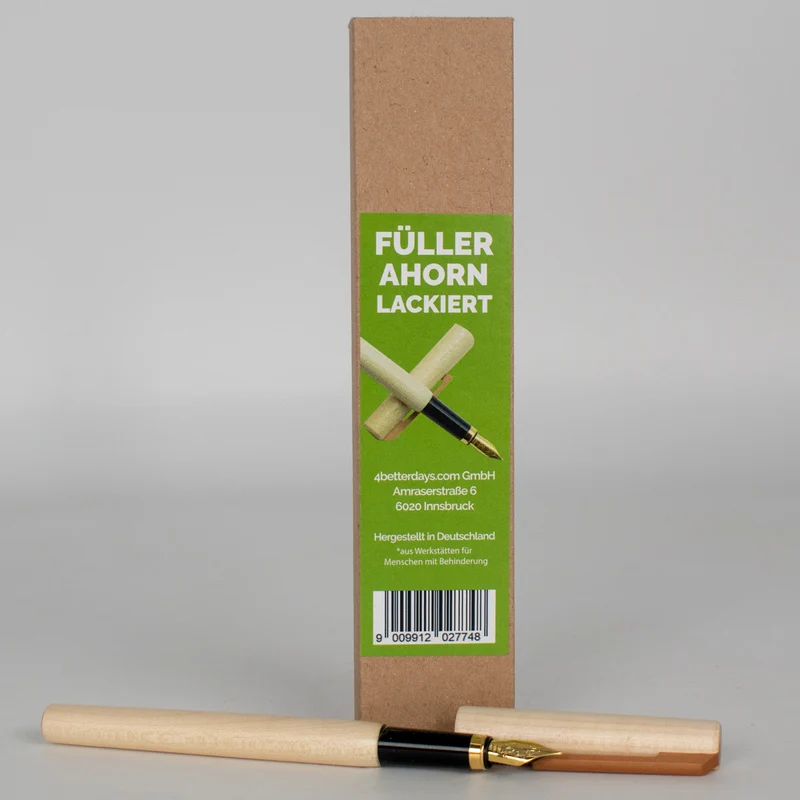 Füller Holz | mit Tintenkonverter | Federstärke M 0,9 mm | Birne, Kirsche oder Ahorn | nachhaltige Handarbeit aus Deutschland