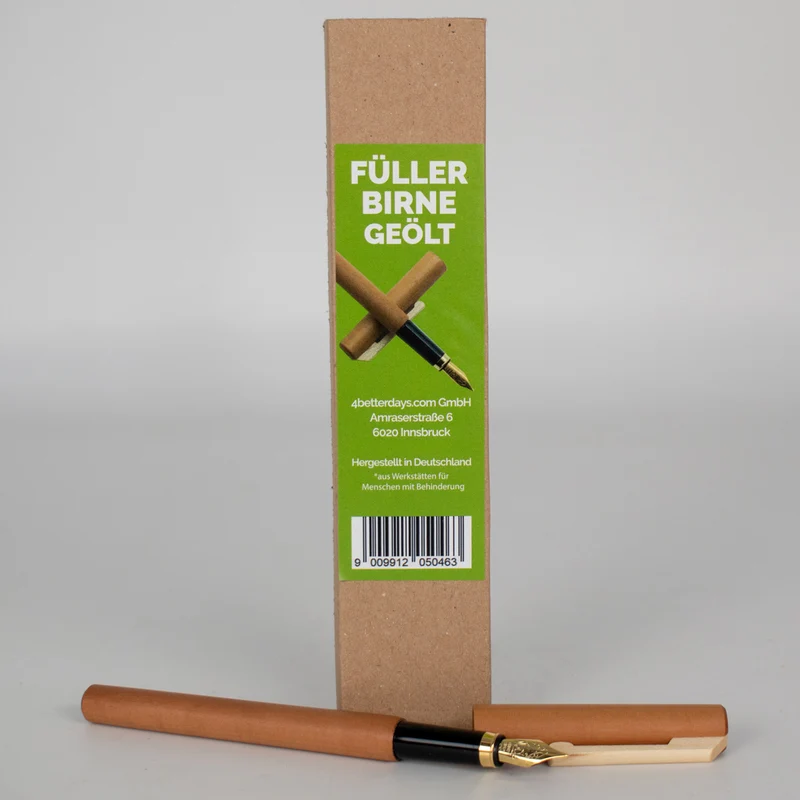 Füller Holz | mit Tintenkonverter | Federstärke M 0,9 mm | Birne, Kirsche oder Ahorn | nachhaltige Handarbeit aus Deutschland
