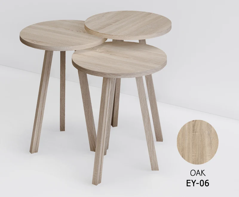 Trendy Rond 3-delige Bijzettafelset eco