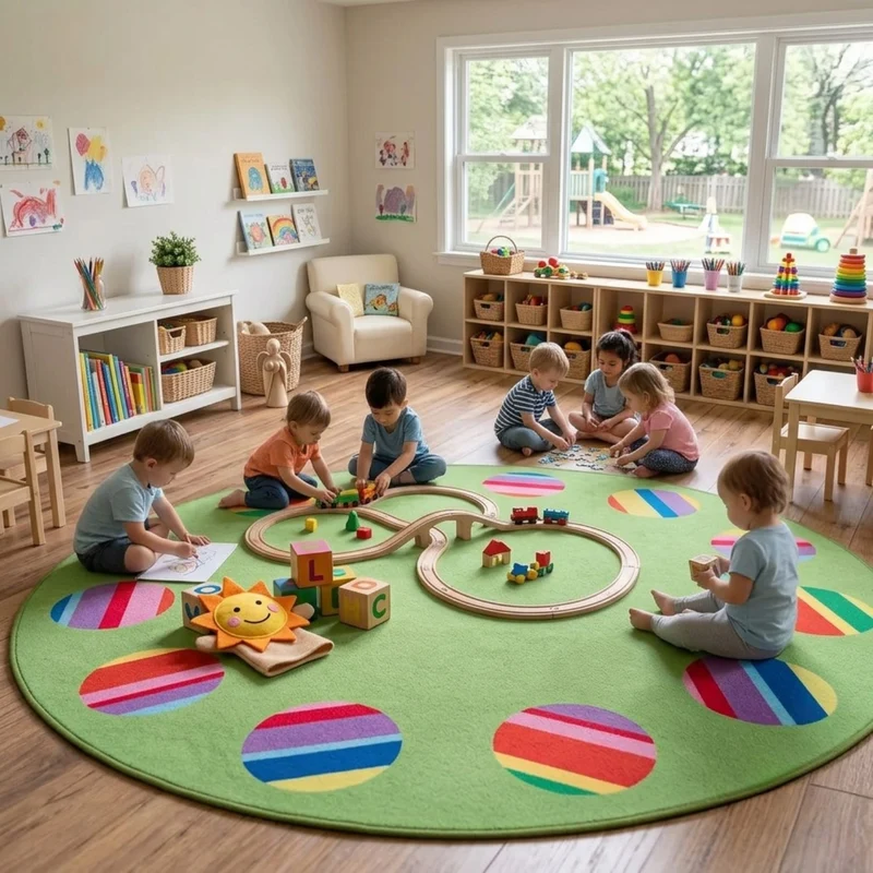 Spieleteppich 'Circelino 300' | Durchmesser 300cm | für Kita und Zuhause | 100% Polyamid und Filz | Made in Germany