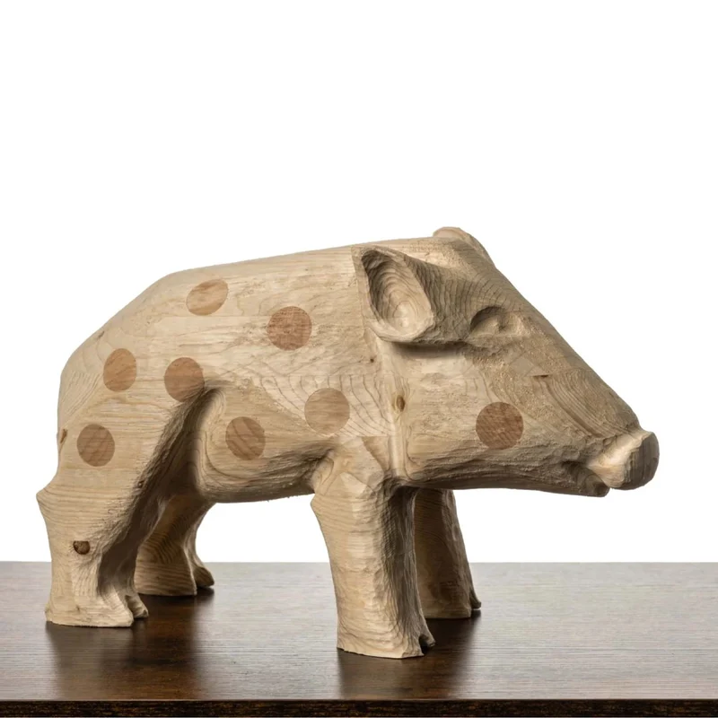 Ferkel aus Fichtenholz | mit runden Zirbeneinlagen | H 27,5 x B 15 cm | Made in Austria