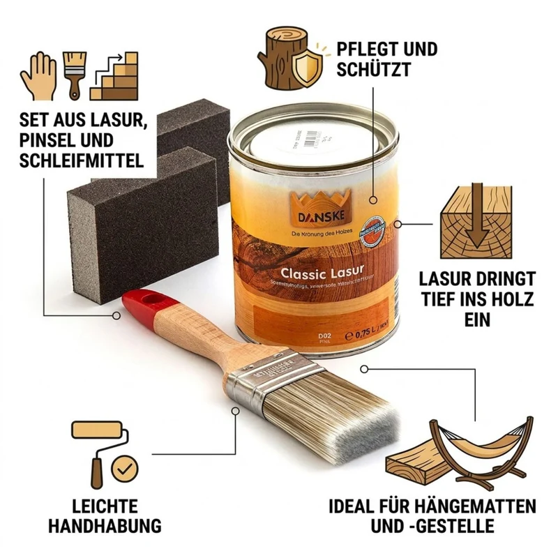 Holz-Pflege-Set für Holzgestell | spezielle Lasur für Harthölzer | witterungsbeständig | 0,75 Liter