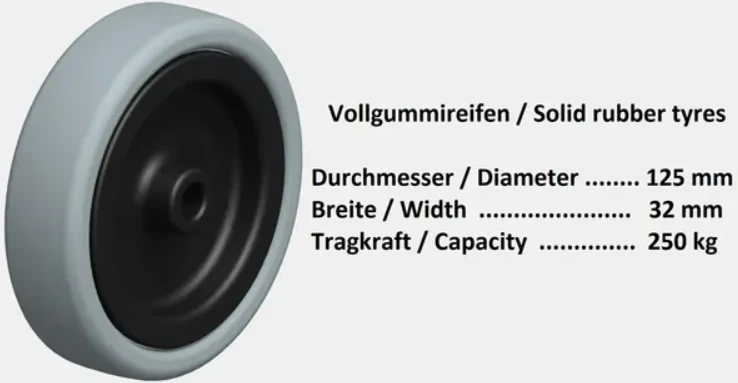 Rollen für Hängemattengestell 'Clap' | Vollgummireifen mit Metallschrauben | B 32 cm Ø 12,5 cm | Made in Austria